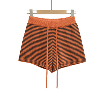 casual slight stretch knitted striped slim drawstring shorts size run small