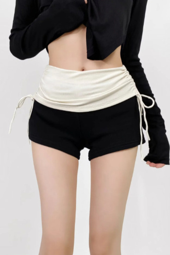 casual slight stretch patchwork drawstring shorts size run small
