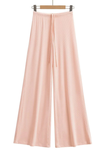 casual slight stretch drawstring high waist wide-leg pants size run small
