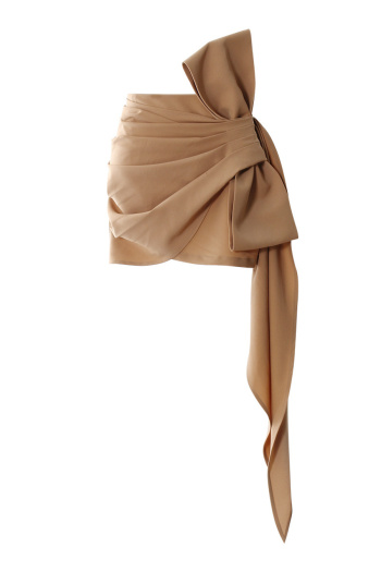 sexy slight stretch bow decor high-waist mini skirt(size run small)