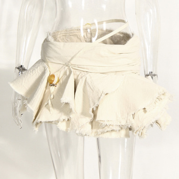sexy slight stretch solid color high-waist mini skirt(size run small)