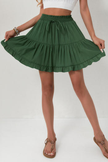 casual slight stretch 5 colors tie-waist with lined all-match mini skirt
