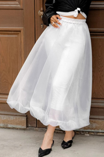 sexy non-stretch see-through mesh high-waist maxi skirt