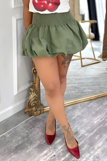 casual plus size non-stretch 5-colors high waist pleated mini dress
