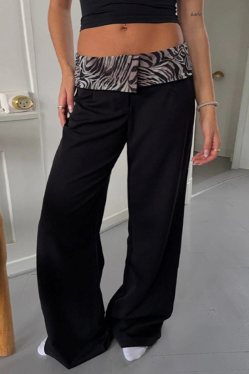 casual slight stretch zebra printing low-waist pants