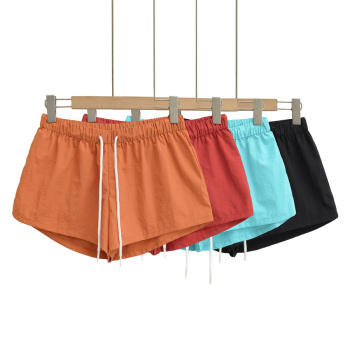 casual slight stretch 4 colors drawstring high-waist shorts(size run small)