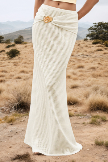 xs-l stylish slight stretch pure color metal decor all-match maxi skirt