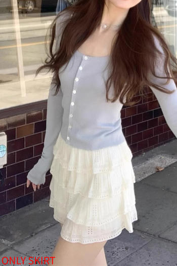 casual stretch ribbed knit solid color high-waist mini skirt(size run small)