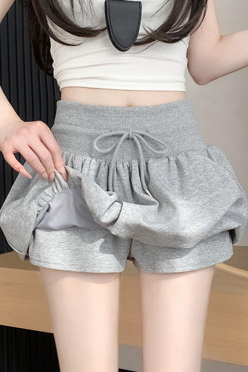 casual slight stretch high-waist drawstring mini skirt(size run small)