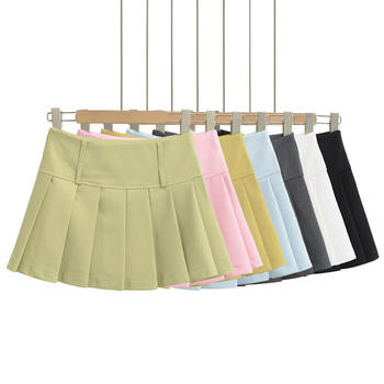 casual non-stretch 7 colors high-waist pleated mini skirt(size run small)