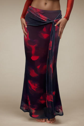 xs-l stylish slight stretch tie dye all-match maxi skirt
