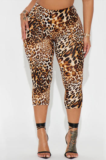 sexy slight stretch leopard printing high-waist slim shorts