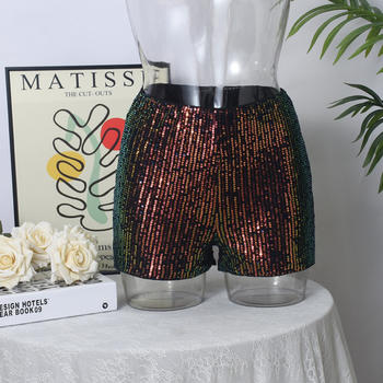 stylish slight stretch sequin decor all-match tight hot shorts