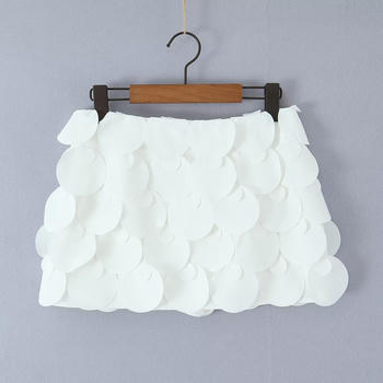 sexy non-stretch circle decor high-waist mini skirt