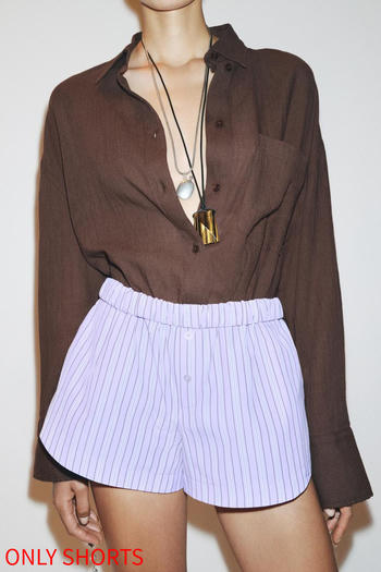sexy non-stretch stripe printing high-waist shorts