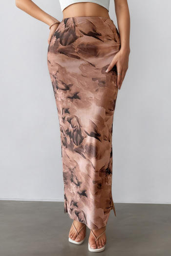 xs-l stylish slight stretch tie dye split side all-match maxi skirt