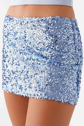 sexy non-stretch solid color sequins all-match mini skirt