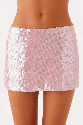 sexy non-stretch solid color sequins all-match mini skirt #1