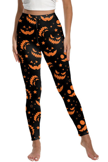 sexy slight stretch halloween contrast color grimace printing leggings