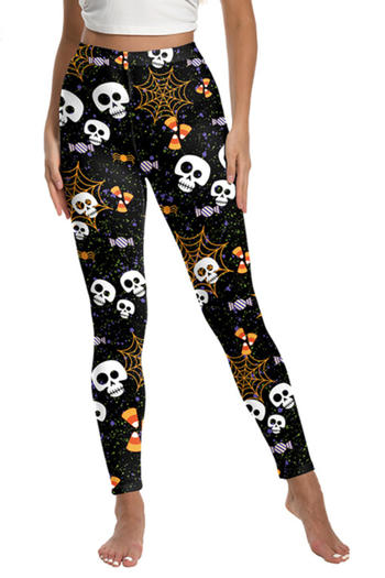 sexy slight stretch halloween spider web skeleton printing leggings