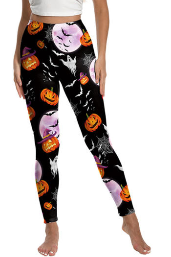 sexy halloween slight stretch pumpkin bat printing leggings