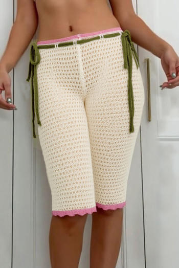 stylish slight stretch cutout knitted all-match shorts