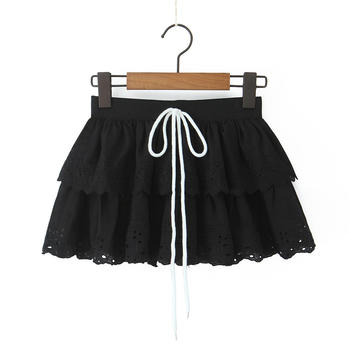 casual slight stretch high-waist with lining mini skirt(size run small)