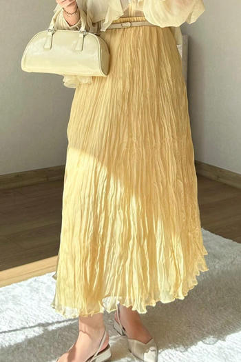 casual non-stretch 3 colors solid color high-waist midi skirt