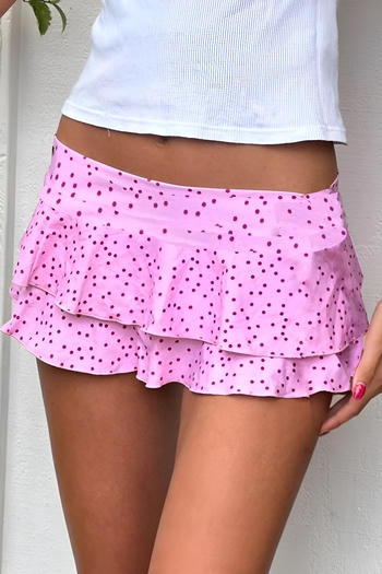 casual stretch low waist polka dot print mini skirt with anti-exposure lining #2