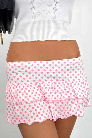 casual stretch low waist polka dot print mini skirt with anti-exposure lining #4