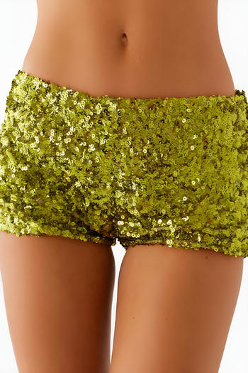 stylish non-stretch solid color sequins mid-waist all-match shorts
