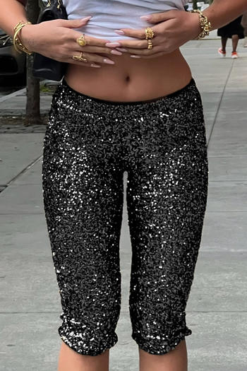sexy slight stretch high-waist sequin decor shorts
