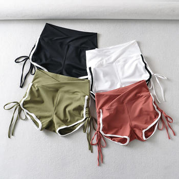 sexy slight stretch 4 colors contrast color drawstring shorts(size run small)