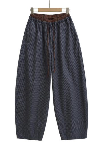 casual stretch contrast color lattice printing loose pants(size run small)