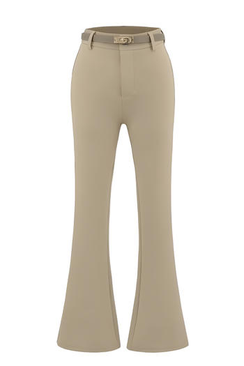 casual slight stretch solid color with belt pants(size run small)