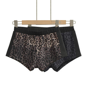 sexy slight stretch stitching leopard high-waist shorts(size run small)
