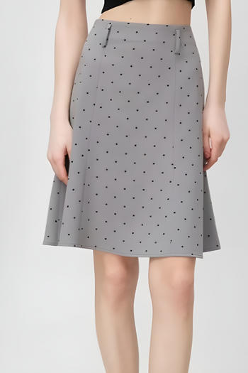 casual slight stretch high-waist dot printing midi skirt(size run small)