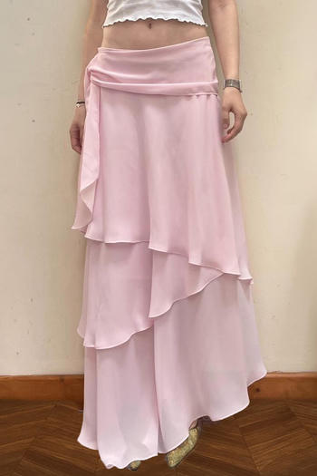 casual slight stretch solid color with side zip-up mesh maxi skirt