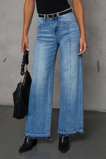 casual plus size slight stretch wide-leg all-match jeans(no belt)