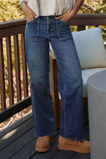stylish plus size slight stretch all-match straight jeans