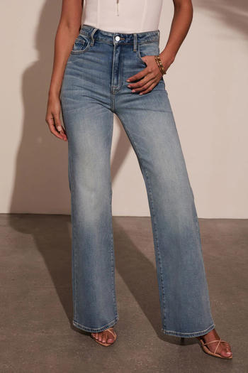 casual retro plus size slight stretch all-match straight jeans