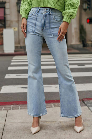 stylish plus size slight stretch all-match micro flared jeans