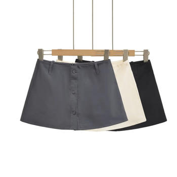 casual non-stretch 3 colors low-waist button mini skirt(size run small)