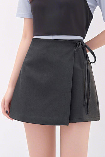sexy non-stretch 3 colors solid color lace-up skort(size run small)