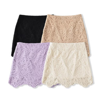 sexy slight stretch 4 colors lace high-waist slim mini skirt(size run small)