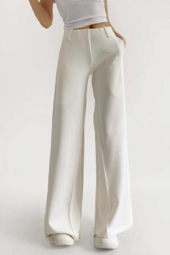casual non-stretch solid color high-waist pocket loose pants(size run small)