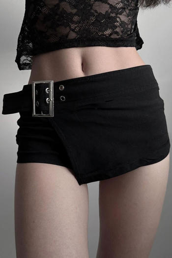 sexy slight stretch solid color low-waist skort