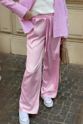casual non-stretch 4 colors solid color drawstring pants