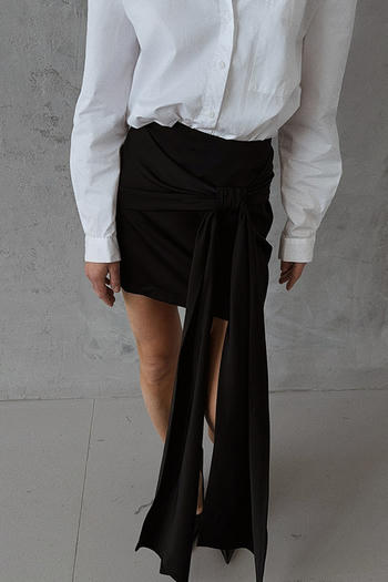 sexy non-stretch solid color lace-up kink mini skirt