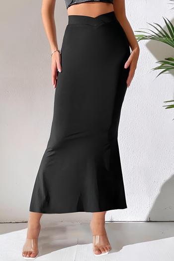 xs-l stylish slight stretch pure colour fishtail all-match midi skirt
